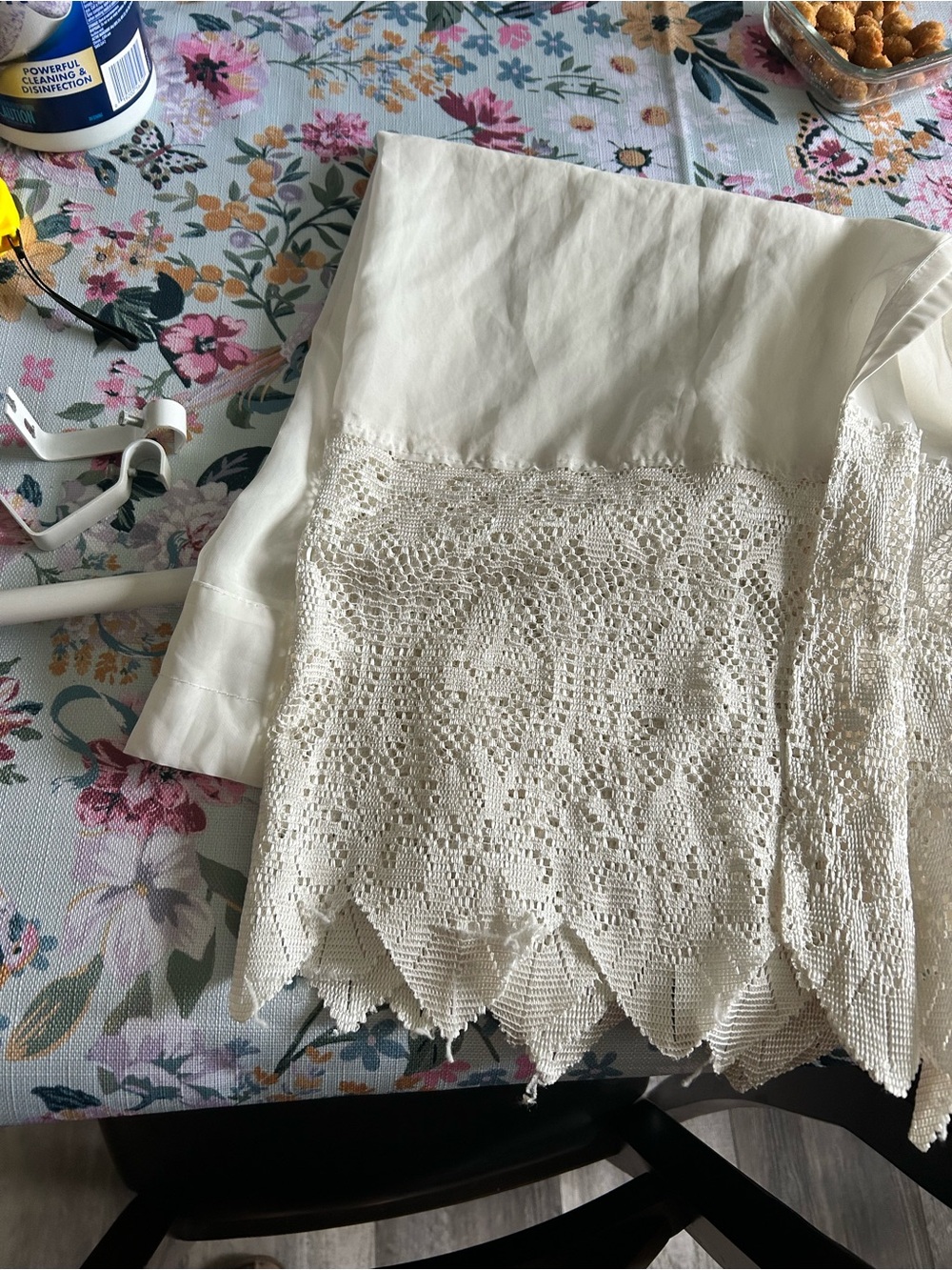 Bathroom sheer curtain with rod and hardware